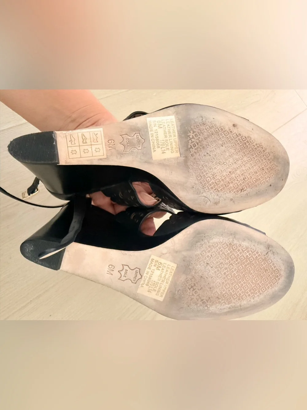 Tory Burch Black Laser-Cut Leather Sandals